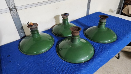 Porcelain Gas Station Lamp Shades Set 2