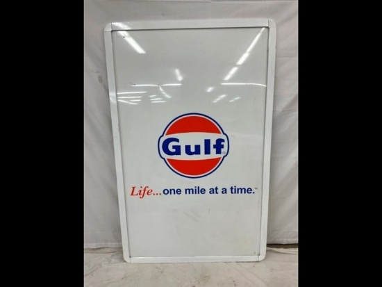 Metal Vertical Gulf Dealership Sign