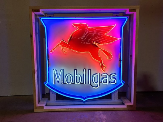 Mobilgas Shield Tin Neon Sign