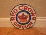 Red Crown Gasoline Porcelain Sign