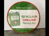 30in Porcelain Sinclair Opaline Sign with Can Graphics