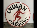 30in Porcelain Indian Gasoline Sign
