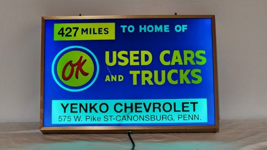 Custom OK Used Cars Lighted Sign