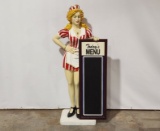 Custom 1950's Style Waitress Statue with Chalkboard