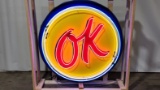 Original Ok Used Cars Animated Porcelain Neon Sign