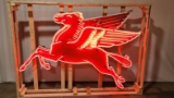 Original Mobilgas Pegasus Porcelain Animated Neon Sign