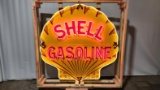 Original SHELL porcelain animated neon sign