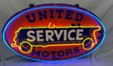 Porcelain United Motor Service Neon Can Sign