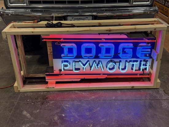 Porcelain Dodge Plymouth Neon Dealership Sign