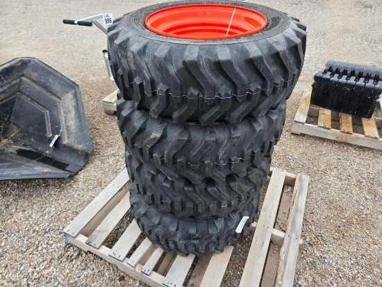 Four Camso Skid Steer 10-16.5 Tires With 8-Bolt Rims (Unused)