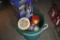 2 Green tubs with inflatable snow man, gas can, heated water bowl, etc