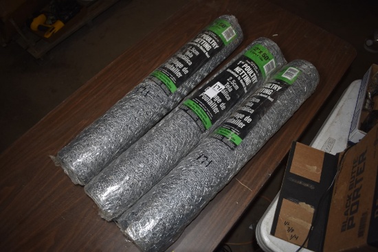 3 brand new rolls of 2'x50' chicken wire