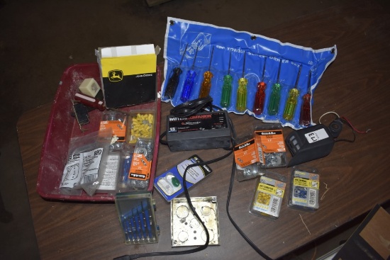 Group with misc items such as 9 PC Torque Screwdriver set, hardware