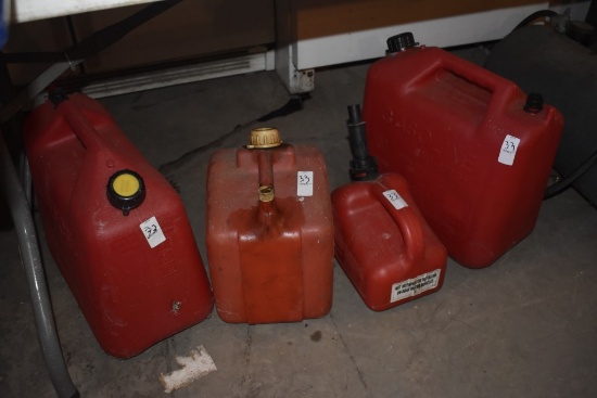 4 misc size gas cans