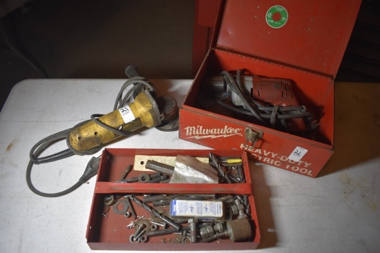 Milwaukee Magnum corded Drill and DeWalt Angle Grinder