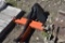 Orange 3 point potato hiller with interchangable subsoiler shank