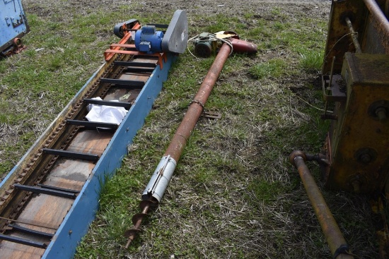 8 foot long 4 inch diameter grain auger with electric motor