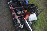 Pallet with Truck lights, Sub pump and hose, mini cones, airbags, electric fuel pump