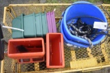 Feeder buckets and buckets inside yellow cart