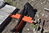 Orange 3 point potato hiller with interchangable subsoiler shank