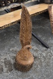 Eagle Head with Feather Wood Carving