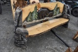 Bear and Cub Bench Wood Carving