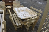 New Amish Made Wooden outooor table and chair/bench set