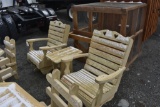 New Amish Made Wooden Glider Chair and table set