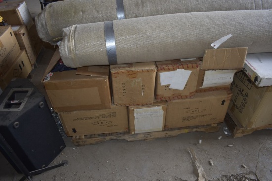 Pallet off dale ernhart clocks, collectable cars, boxes of throw rugs,