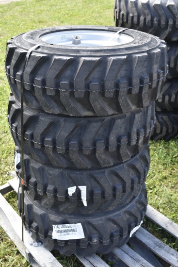 Foam Filled Titan HD 10-16.5 Skid Steer Tires on 8 Lug Rims