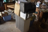 Hp office jet 8710 printer with microwave, and kitchen items
