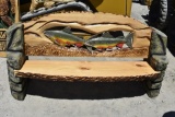 Trout Bench Wood Carving