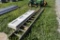 wooden 28 foot extension ladder and garage door panels