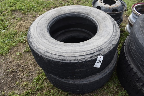 pair of bridgestone 385/65R22.5 tires