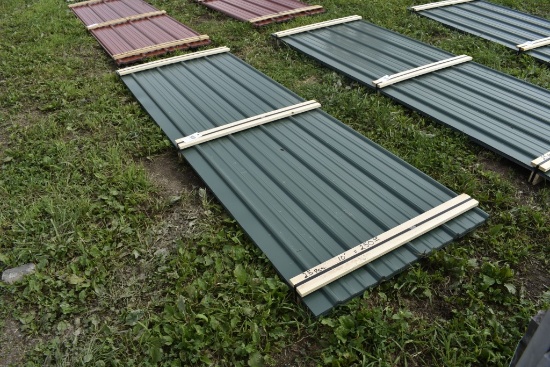 25 Pieces of 10 foot long green corrugated metal roofing