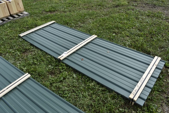 25 Pieces of 10 foot long green corrugated metal roofing