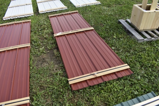 25 pieces of 10 foot long dark red corrugated metal roofing