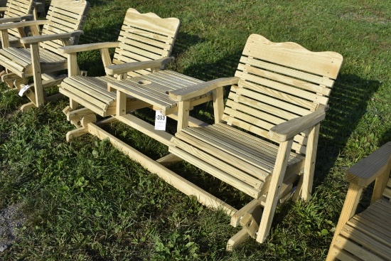 Amish Made glider with center couple holders