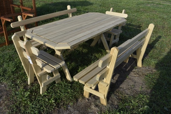 Amish Made picnic Table with bench and end seats