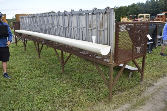Goat milking stattion with 18 headlock panel and bunk feeder
