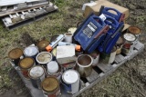 Pallet of Misc Paint and 3 Booster Boxes