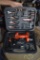 Black Decker 18V battery powered drill with charger in case