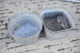 galvanized wash tub and 2 galvanized wash tubs with drains