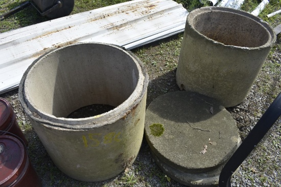 Two Concrete Sewer Pipe and Two Concrete Caps