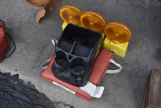 Cup Holder for Center Console, 3 Caution Lights, and Floatie