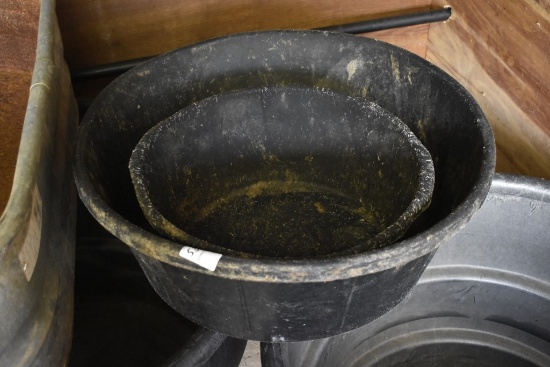 Two Rubber feed tubs