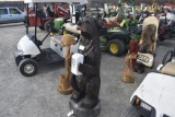 Wood Carved bear with hand Sanitizer Dispenser