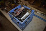 Crate of Wrenches, turnbuckles, new diesel engine timing tool set