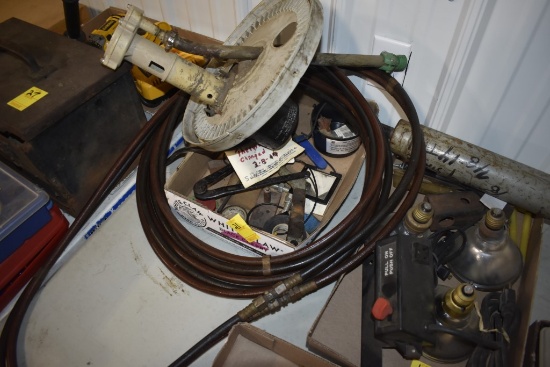 Torch Hose, Black Electric Tape, Vacuum Top for 5 gallon bucket, and misc items