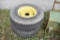 Pair of Titan 41x14.00-20 Tires on yellow John Deere Rims